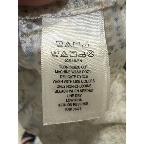 Rachel Ashwell 100% Linen Shirt Dress 3X Paisley Print White Green Blue Tan - Picture 9 of 10